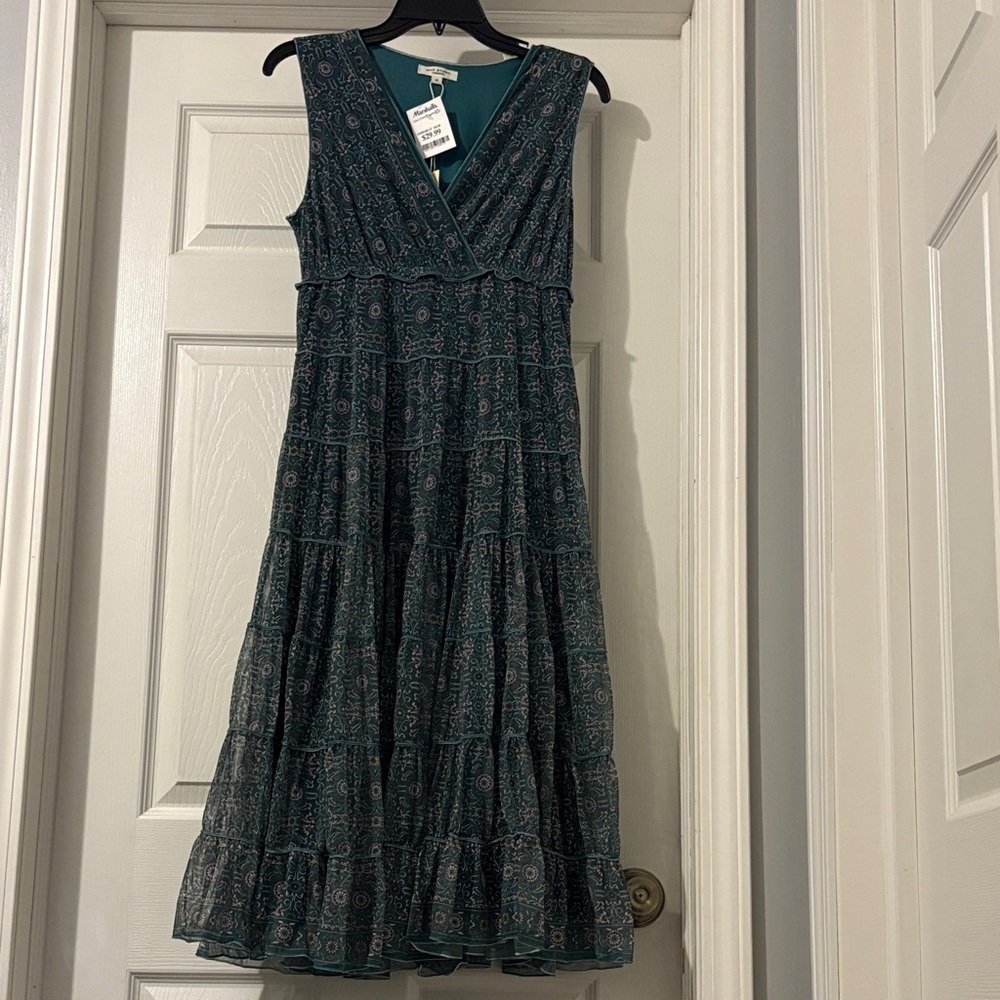 Max Studio Teal Patterned Midi Dress
